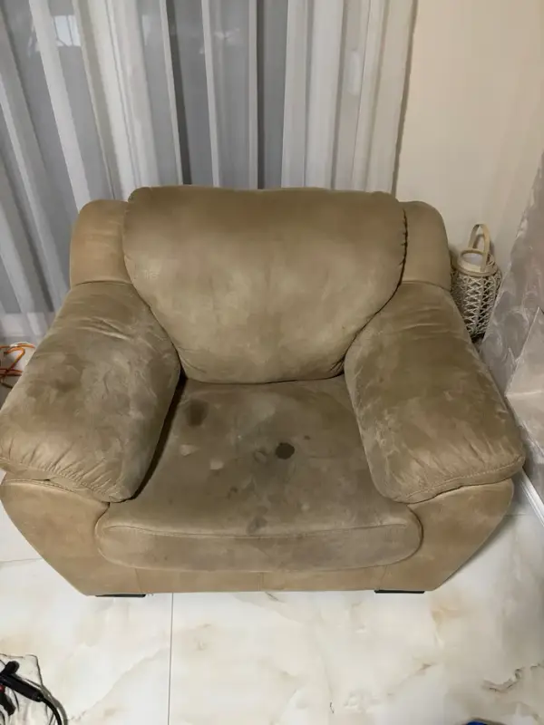 Fotelja — dubinsko pranje pre – Tepih Servis Aki